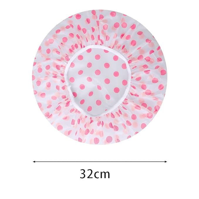 Large Shower Caps, 3 Pcs Waterproof Bath Caps Plastic Reusable Shower Caps Elastic Band Bath Hair Hat for Women Ladies
