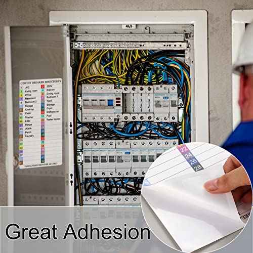 Circuit Breaker Directory Label Sticker Decal Electric Fuse Panel Box Waterproof with Adhesive Backing Organize Replacement Color Code Guide(2 Sets)