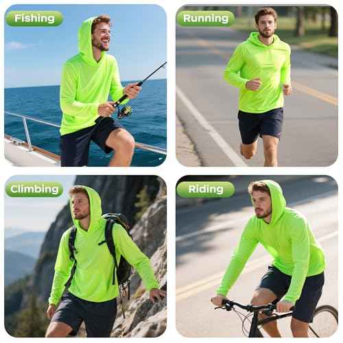 ProtectX High Visibility Sun Protection Lightweight Long Sleeve Hoodie, UPF 50+ Quick-Dry, SPF UV Shirt, Active Wear