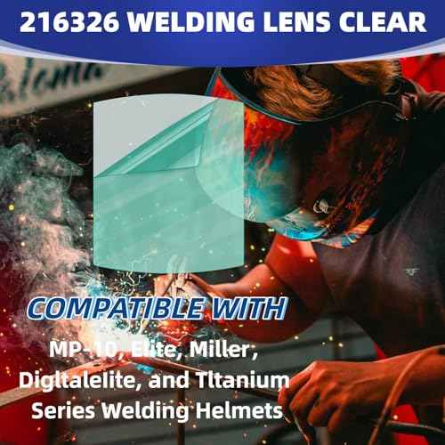 10pcs 216326 Front Lens Cover Helmet Outside Clear Lens Cover Replacement Compatible MP-10 EIite Tltanium DigltaleIite and Miller Series Welding Helmets