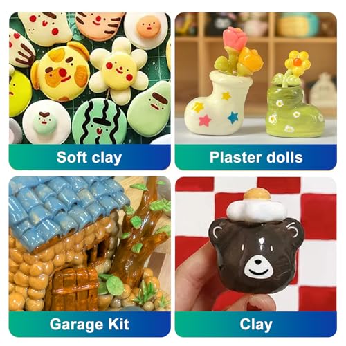 Air Dry Clay Glaze with 2 Brushes, Paint for Clay Air Dry, Waterproof, Preventing Crazing & Yellowing (4 OZ)