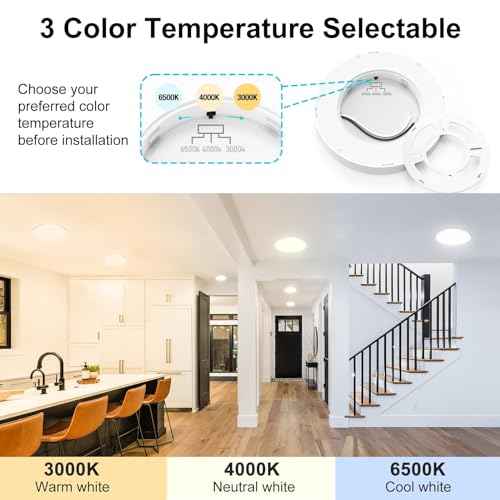 libtit 6 Pack 7 Inch Led Ceiling Light Flush Mount, 15W 1500Lm Ceiling Light Fixtures, 3000K/4000K/6500K Color Options, Round Surface Mount Led Light Fixtures for Hallway Laundry Garage