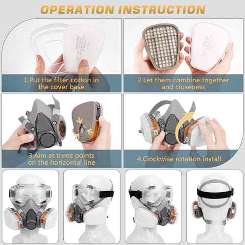 Reusable Half Face and Full Face Gas Mask with Activated Carbon Filter Against Organic Vapor/Dust/Chemical