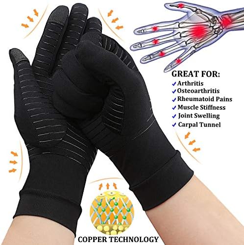 Big Mango 2 Pairs Pack Copper Arthritis Gloves, Compression Gloves for Women Men Relieve Pain from Rheumatoid Arthritis, Carpal Tunnel, Swelling, Everyday Hands Support (Open Finger + Full Finger, L)