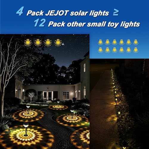 4 Pack Solar Pathway Lights with 2CCT(Warm and Cool) Light Modes,Gift for Mom and Friends,Bright Pattern Solar Decorative Lights Outdoor for Garden,Patio,Pool,Landscape,Pathway,Sidewalk Lawn