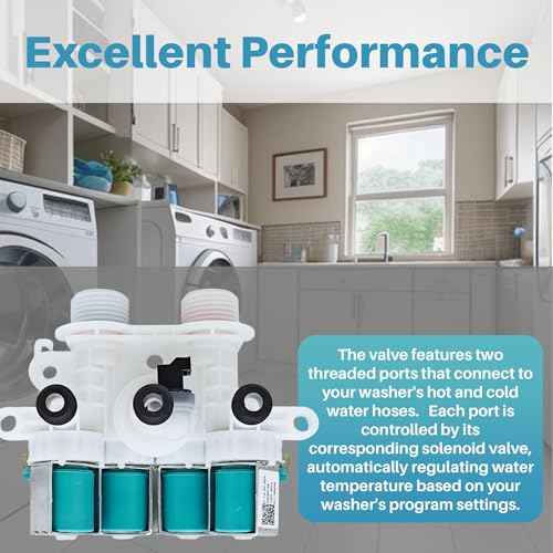 Water Inlet Valve Compatible with whirlpool kenmore maytag bravos xl Wahsers MVWB835DW0 MVW7230HW0 MVWB835DW1 WTW5100HC2 MVWB766FW1 WTW8500DC5 MVWB765FW1 WTW7500GW0 MVWB765FW0