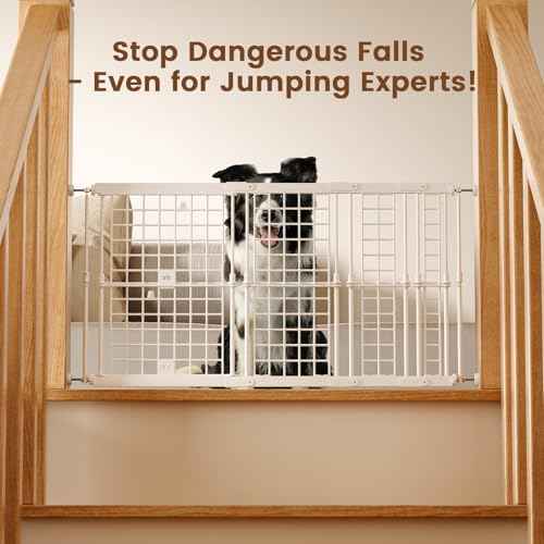 Adjustable Dog Gate - 13-22 Inch Height, 18-43 Inch Width Extension - No Drill Pet Gate for Doorways, Stairs, Puppies - Heavy Duty Metal Safety Gate