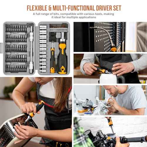 Hi-Spec 78pc Multi Screw Driver Bit Set and 1/4 inch Socket Set with Handles. Flexible Extension, Precision, Torx and Tamperproof 1/4 inch Hex Screwdriving Bit Accessories in a Case