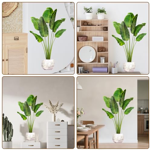 Plant Wall Stickers 3D Potted Green Plant Wall Decals Peel and Stick Mural Wall-Art Decor Art Murals for Livingroom Bedroom Office