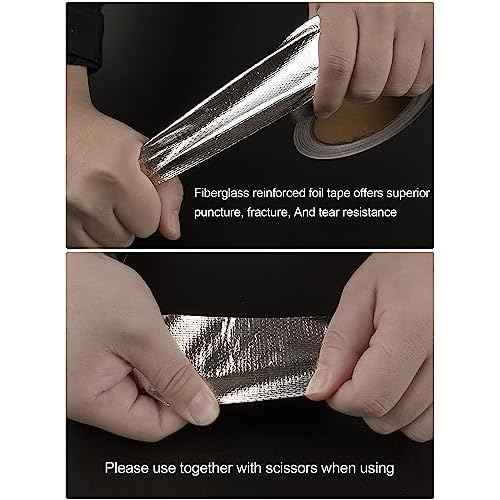 NEZUIBAN Aluminum Foil Fiberglass Tape, HVAC Heat Resistant Tape,2 Inches x 100 Feet