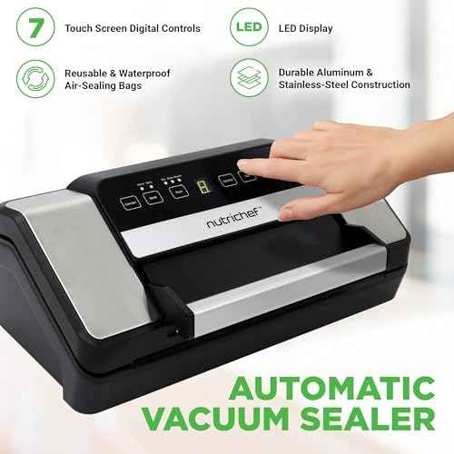 Nutrichef Automatic Food Vacuum Sealer with Double Sealing Function, Electric Air Sealing System for Dry, Liquid & Moist Foods, Reduces Food Waste, Preserve Freshness of Proteins, Fruits, Vegetables