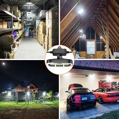 50ft LED Construction String Lights,Super Bright 7500lm 75w Adjuest 90&180 Degrees On Both Sides Waterproof IP66 Led String Work Lights, Construction Temporary Lights (50ft-Adjustable 5lights).
