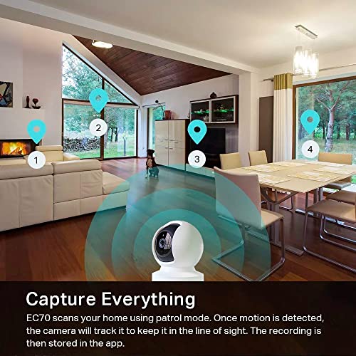 Kasa 1080p Indoor Pan/Tilt Wired Security Camera - Works as a Baby & Pet Monitor, Motion Detection & Tracking, 2-Way Audio, Night Vision, Subscription-Free Local Storage or Optional Cloud, EC70