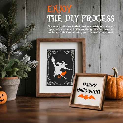 48 Pieces Halloween Stencils for Painting, 6 Inch Reusable Plastic Halloween Pumpkin Painting Stencils Ghost Bat Witch Spider Pumpkin for Crafts Pumpkin Carving Wood DIY Wall Art Halloween Decoration