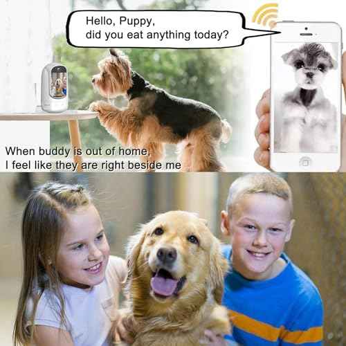 2-Way Video/Audio Security Camera Screen WiFi AI Detection Puppy/Pet/Cat/Elderly/Dog Monitor Wireless Facetime Cam Voice Phone APP Controlled Sound Video Calling Devices for Grandpa, White