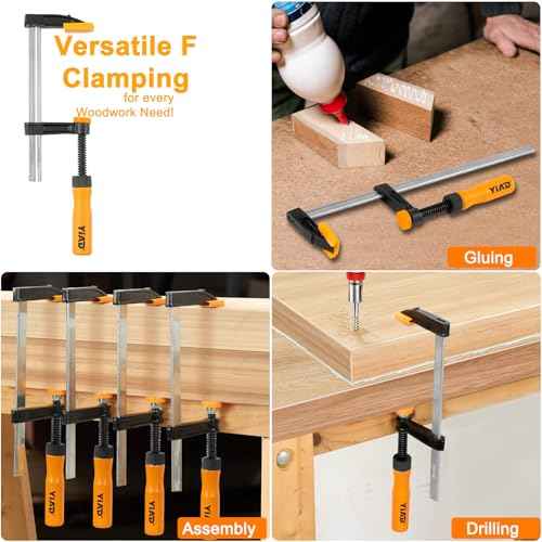 6-Inch Bar Clamps 4-Pack - 300 lbs Grip, Quick-Release F Clamps, Ergo Handle for Woodworking, DIY & Crafts