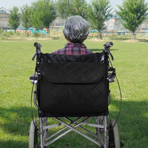 Wheelchair Backpack Bag, Wheelchair Bag,6Colors - Large Tote Accessory to Hang on Back- Lightweight, Wheelchair Storage Organizers for Walkers, Rollators, Scooters (Black)