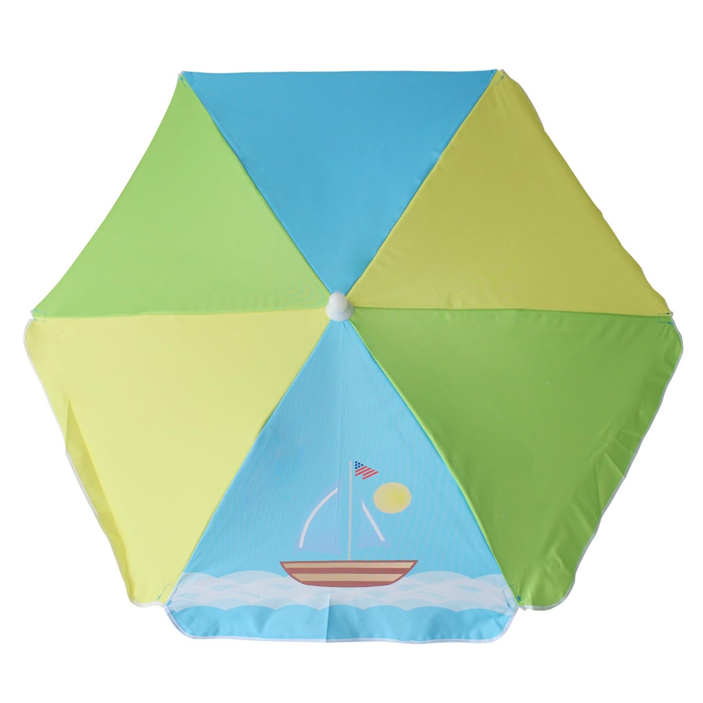 AMMSUN 5ft Seaside Umbrella for Sand Box Water Table - Kids Durable Umbrellas for children Picnic Beach Camping Garden Outdoor Play Shade (5ft Green Yellow Boat)