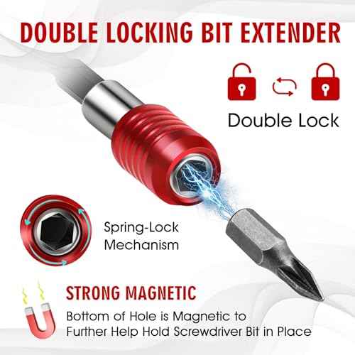 2/4/6/12'' Drill Bit Extension with Magnetic Bit Holder, 1/4'' Hex Drill Extension Bit Holder for Impact Driver, Cr-V Steel Quick Release (4PCS)