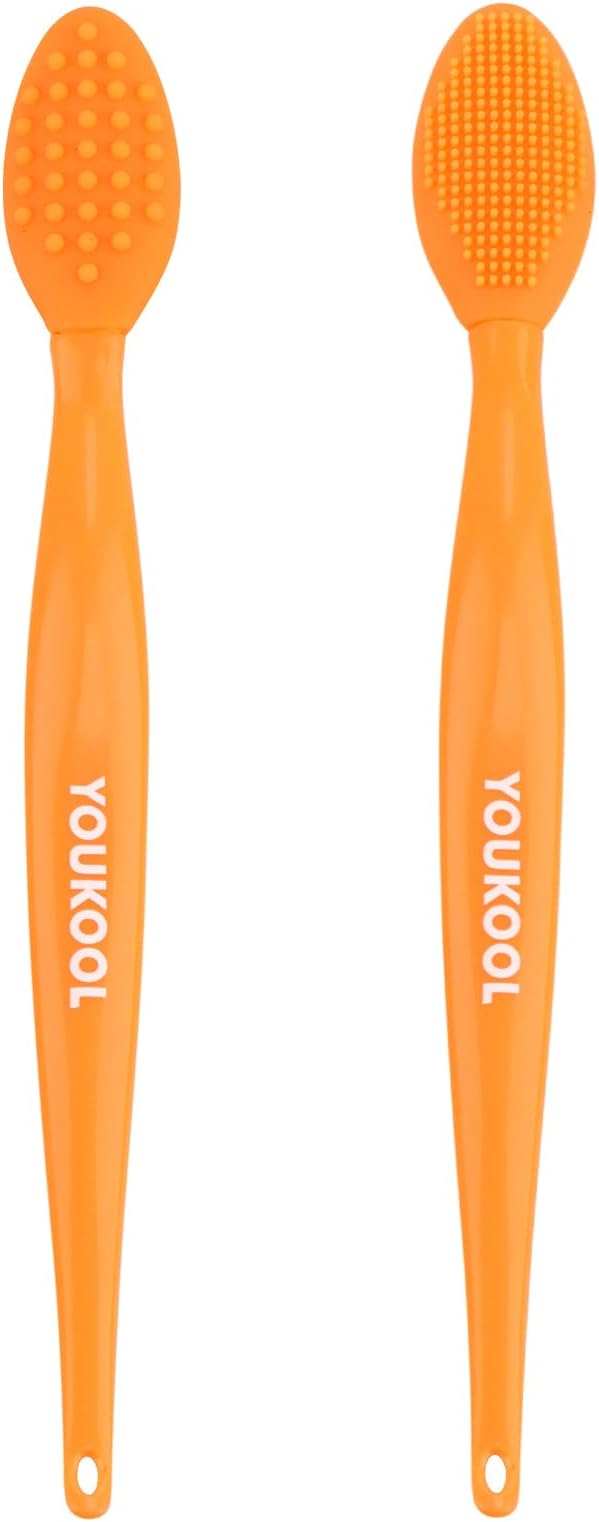 Pore Cleansing Silicone Facial Brush | Face Scrubber & Massager for Blackhead & Whitehead Removal, Sebum Reduction, Gentle Exfoliation & Clearer Skin | Suitable for All Skin Types,Orange,2pc