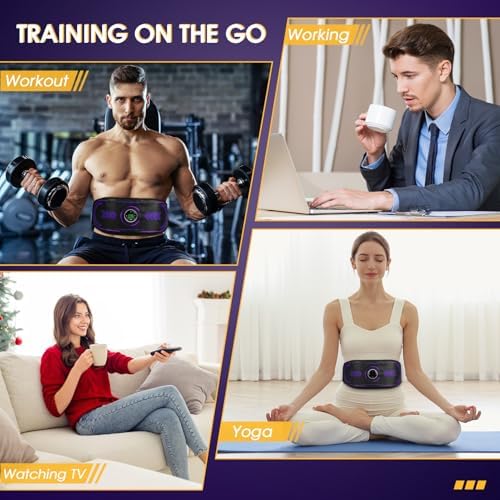 Abs Stimulator, Ab Stimulator Muscle Toner, Ab Toning Belt Fitness Training for Abdomen, Muscle Machine Workout Equipment for Home, TENS & EMS Modes
