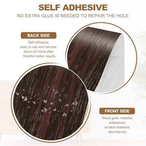 PATIKIL Self Adhesive Wood Grain Repair Tape 33'x 3", Multi-Use Realistic Wood Grain Repair Patch for Furniture Floor Door Table Chair Windows Handicraft DIY, Black Walnut