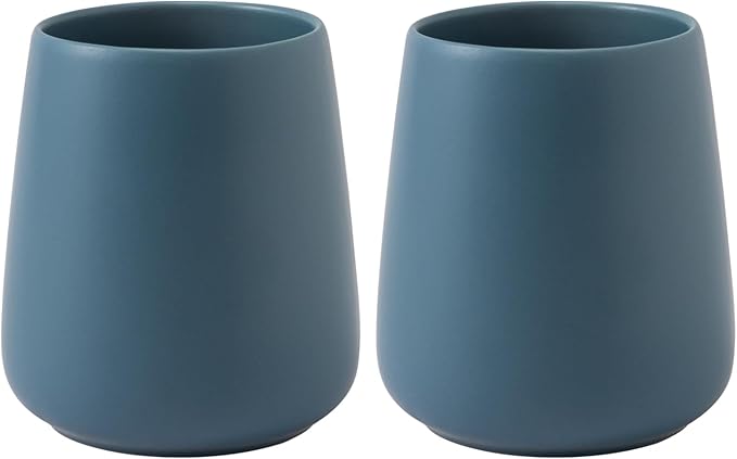 Blue Toothbrush Holder for Bathroom - 2Pcs Ceramic Tooth Brushing Holders Set, Toothbrush Cup & Toothpaste Organizer for Bathroom Countertop, Makeup Brush Holder, Pen Holder for Home Desktop Storage