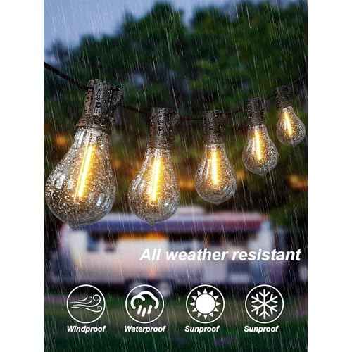 DAMAING 200FT LED Outdoor String Lights with 100+5 Shatterproof Edison LED Bulbs A39, Waterproof Commercial Grade Patio String Lights for Outside Porch Backyard Garden Deck Decor, 2200K Dimmable