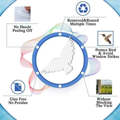 Outus 32 Pieces Window Decals for Bird Strikes Anti Collision Window Clings Decals Strike Prevention Glass Door Stickers to Save and Protect Bird Strikes on Glass (Hummingbird Style)