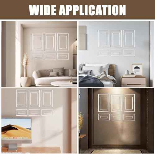 3 Set Peel and Stick Wall Molding Kit - Inner and Outer Layers Style Accent Wall Molding, Ready-to-Assemble Pre Made Wainscoting Wall Panel for Home D?cor (Premium Textured Finish)