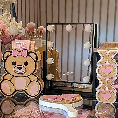 Vanity Mirror with Lights,Makeup Mirror with Lights with 9 Dimmable LED Bulbs, 3 Color Lighting Modes Detachable 10X Magnification Mirror Touch Control,360°Rotation