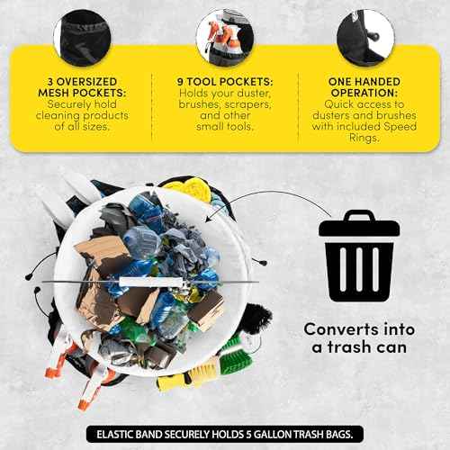 Bucket Caddy with Trash Band: Bucket Caddy for Detailing, Cars, Trucks, Motorcycles, Bikes, & House Cleaning