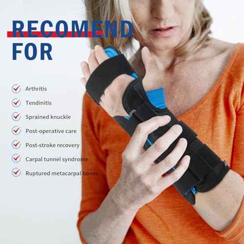 FEATOL Resting Hand Splint Stroke Night Immobilizer with Removable Splints- Pain Relief For Carpel Tunnel, Stroke Recovery, Arthritis, Tendinitis-Functional Support Wrist Finger Brace-Right Hand Medium-For Men and Women