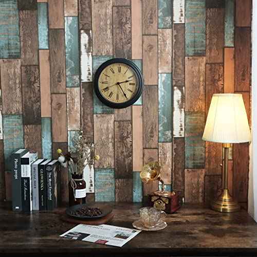 EeeComing 118''x17.7'' Wood Wallpaper Peel and Stick Wood Look Grain Plank Contact Paper Vintage Wall Paper Stick and Peel Self Adhesive Removable Wallpaper Rustic Distressed Faux Vinyl Roll