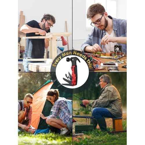 Stocking Stuffers for Men Dad Gifts, Multitool Camping Accessories 13-in-1 Survival Multi Tools Hammer, Christmas Cool Gadgets for Adults Him Boyfriend Husband Grandpa Women Birthday Valentines