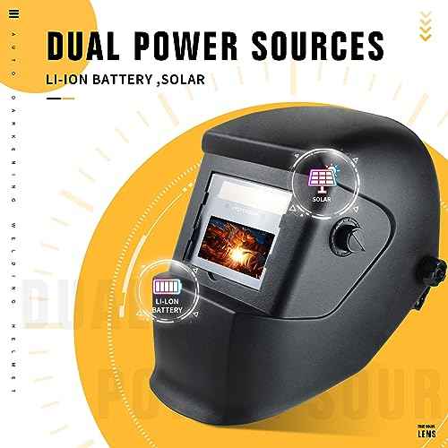 TRQWH Welding Helmet with Light True Color Auto Darkening Welding Helmets for Men Solar Powered Welding Hood with 2 Arc Sensor Wide Shade 4/9-13 for TIG MIG ARC Cool Welder Mask (TRQ-ES01)