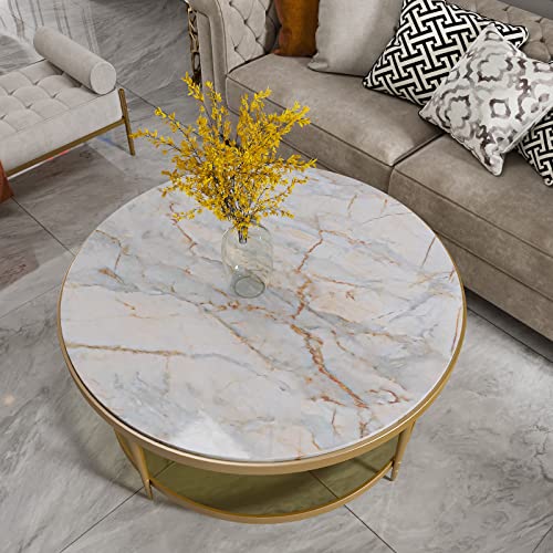 CRE8TIVE Cyan Gold Marble Contact Paper for Countertops Waterproof Glossy Cracked Marble Wallpaper Peel and Stick Countertops Self Adhesive Thick Vinyl Removable Wallpaper for Bathroom Kitchen 12"x80"