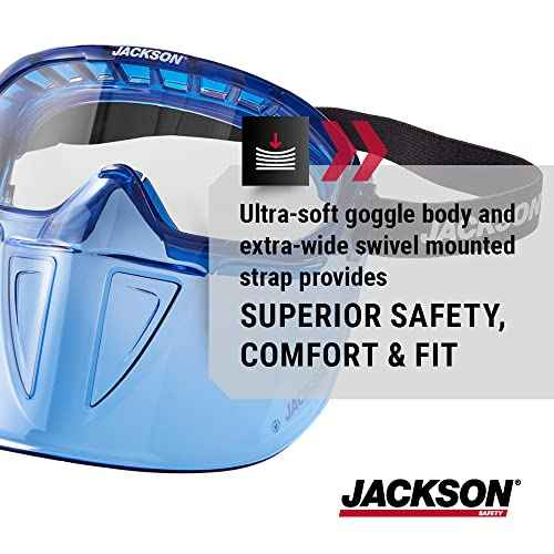 Jackson Safety 21000 - Safety Goggle - Gpl500 Premium Series - Clear Lens - Anti-fog - With Flip-up Detachable Face Shield - Blue Body