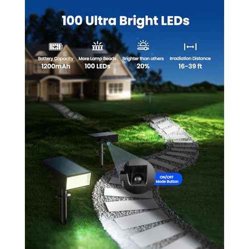Koicaxy Solar Lights Outdoor Waterproof 12 Pack IP65, 100 LEDs 4 Light Modes, Higher Charging Efficiency, Auto On/Off Solar Landscape Spotlights for Garden Decor Yard Pathway Patio - Cool White