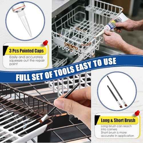1.7oz Dishwasher Rack Repair Coating, White Dishwasher Vinyl Rack Rust Touch Up Paint Kit, Insulation and Waterproof, High and Low Temperature Resistant