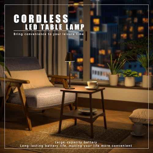 LED CordlessTable Lamp,4000mAh Rechargeable Battery Desk lamp,3 Level Brightness Beside Night Light, Minimalist Design, for Couple Dinner/Coffee Table/Restaurant/Bedroom(Bronze 4PACK)