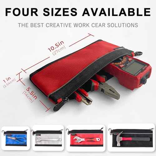 IRONLAND Small Tool Pouches with Zipper Premium Small Tool Bags Waterproof 1680D Pouch Bags for Men Multipurpose Storage Organizer Premium Heavy duty 4 Pack pencil bag