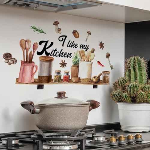 Kitchenware Utensil Shelf Wall Decals I Like My Kitchen Wall Stickers for Kitchen Wall Decor
