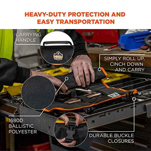 Ergodyne Arsenal 5871 Tool Roll-Up Pouch, 21-Pockets, Polyester, Black , Tall