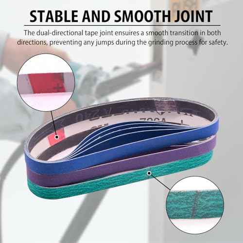 45Pcs 1/2" x 18" Sanding Belts for Belt Sander,5 Each of 80/120/240/400/600/800/1000/2500/5000 Grits,1/2 Inch x 18 Inch Sanding Belts Set for Air Belt Sander, Woodworking, Metal Polishing, Derusting