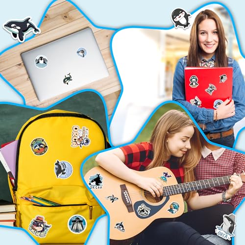 Orca Stickers 50 Pieces Vinyl Waterproof Decal for Laptop Water Bottle Phone Car Window Bike Motorcycle Stakeboard Scrapbook Orcas Sticker Gifts for Kid Teen Adult