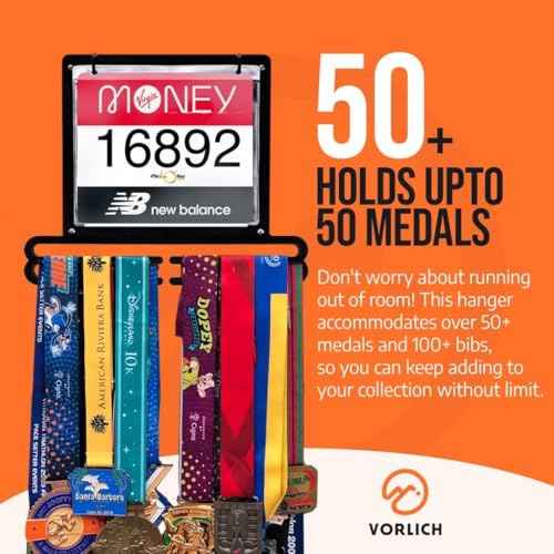 Race Bib and Medal Display Medal Hanger Display Medal Holder Bib Boards for Runners Medal Hanger Medal Holder Display Running Medal Hanger Display Displays up to 50+ Medals,100+ Race Bibs