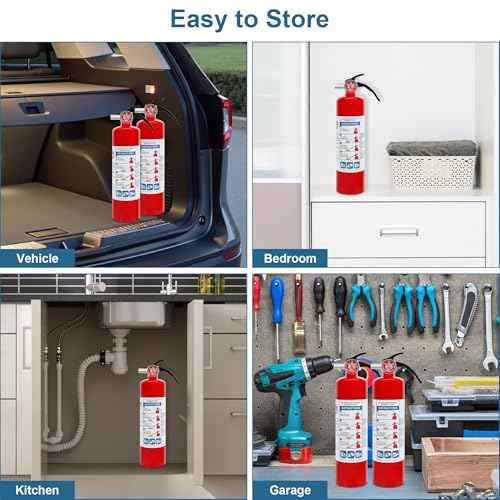 1 Pack Dry Chemical Fire Extinguisher 2.5 lb ABC, Home, Car, Boat Use, 1A:10B:C Rating, Quick Release Handle, Easy to Store and Carry Dry Powder Extinguisher