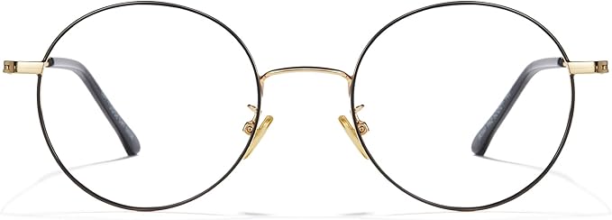 Cyxus Blue Light Glasses for Men and Women, Round Metal Frame Computer Eyeglasses for Office, Gaming, Reading 8090
