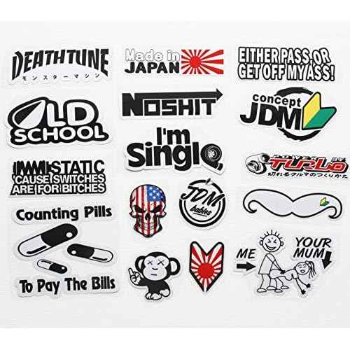 JDM Race Car Decals - Japanese JDM Reflex Hard Hat Stickers - Funny Adult Stickers